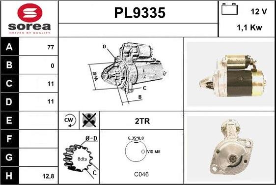 SNRA PL9335 - Démarreur cwaw.fr