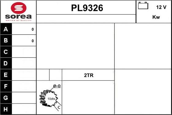 SNRA PL9326 - Démarreur cwaw.fr