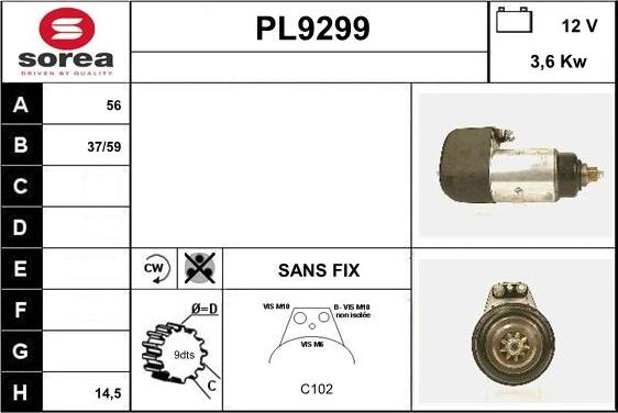 SNRA PL9299 - Démarreur cwaw.fr