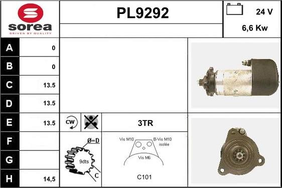 SNRA PL9292 - Démarreur cwaw.fr