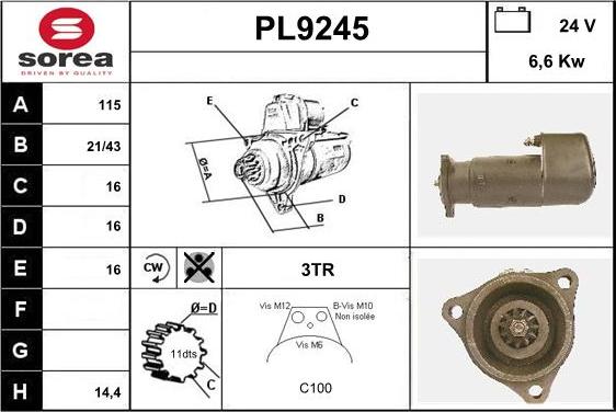 SNRA PL9245 - Démarreur cwaw.fr