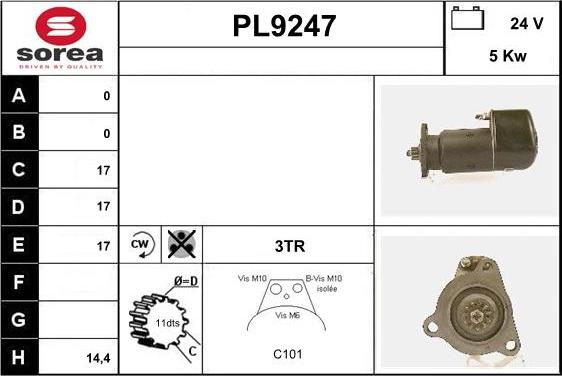 SNRA PL9247 - Démarreur cwaw.fr