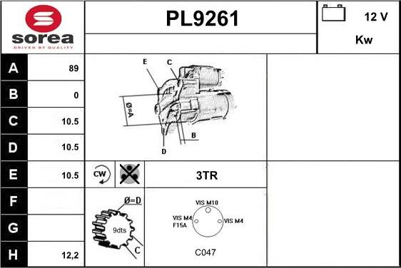 SNRA PL9261 - Démarreur cwaw.fr