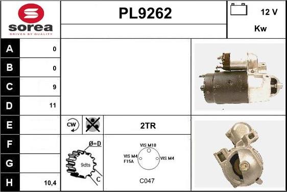 SNRA PL9262 - Démarreur cwaw.fr