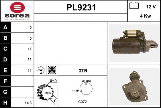 SNRA PL9231 - Démarreur cwaw.fr