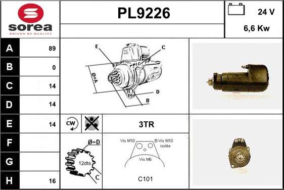 SNRA PL9226 - Démarreur cwaw.fr