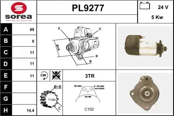 SNRA PL9277 - Démarreur cwaw.fr