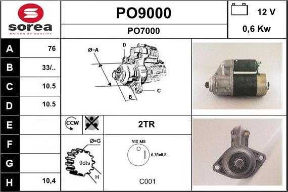 SNRA PO9000 - Démarreur cwaw.fr