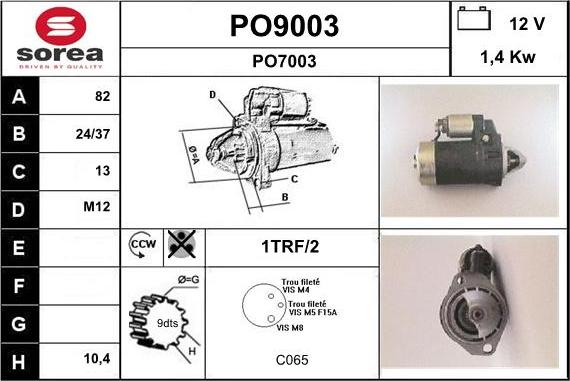 SNRA PO9003 - Démarreur cwaw.fr