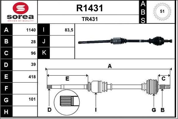 SNRA R1431 - Arbre de transmission cwaw.fr