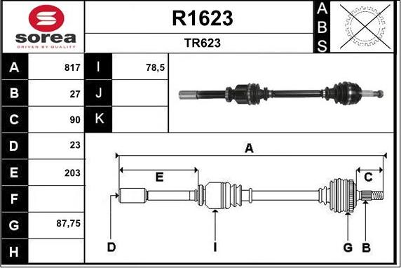 SNRA R1623 - Arbre de transmission cwaw.fr