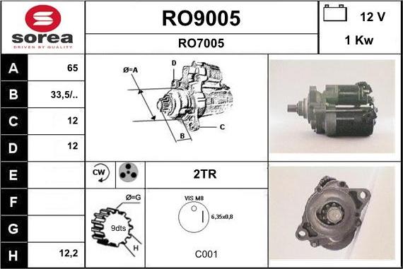 SNRA RO9005 - Démarreur cwaw.fr