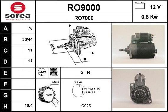 SNRA RO9000 - Démarreur cwaw.fr