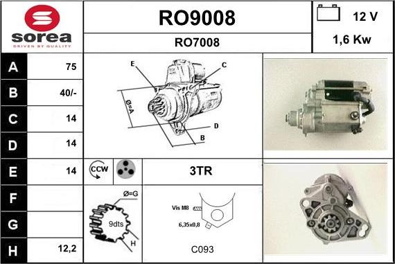 SNRA RO9008 - Démarreur cwaw.fr