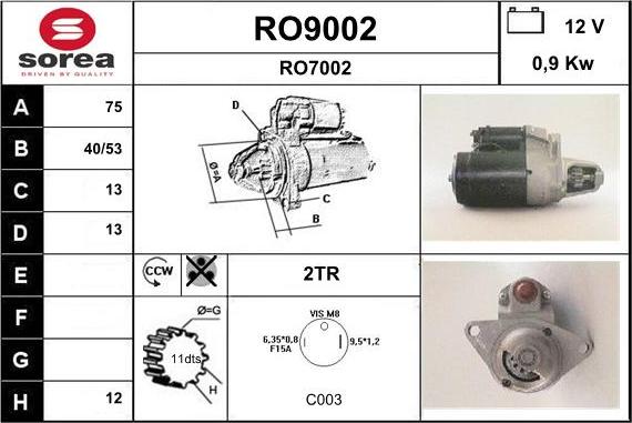 SNRA RO9002 - Démarreur cwaw.fr