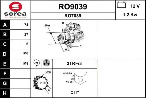 SNRA RO9039 - Démarreur cwaw.fr