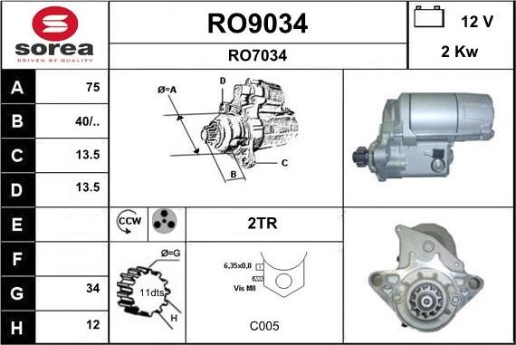 SNRA RO9034 - Démarreur cwaw.fr