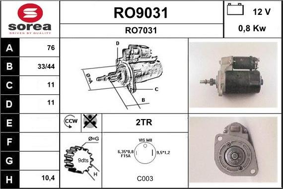 SNRA RO9031 - Démarreur cwaw.fr