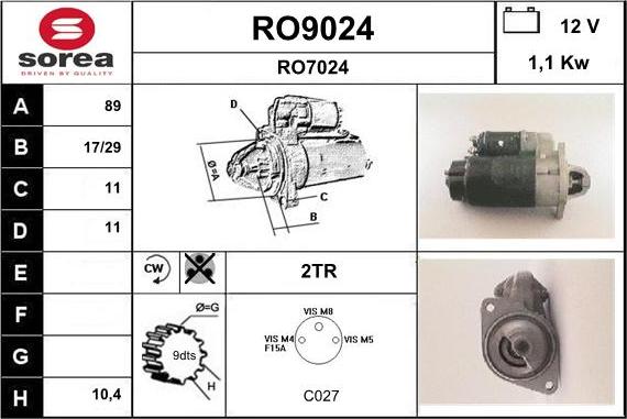 SNRA RO9024 - Démarreur cwaw.fr