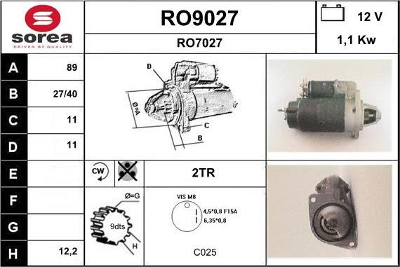 SNRA RO9027 - Démarreur cwaw.fr