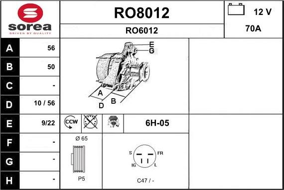 SNRA RO8012 - Alternateur cwaw.fr