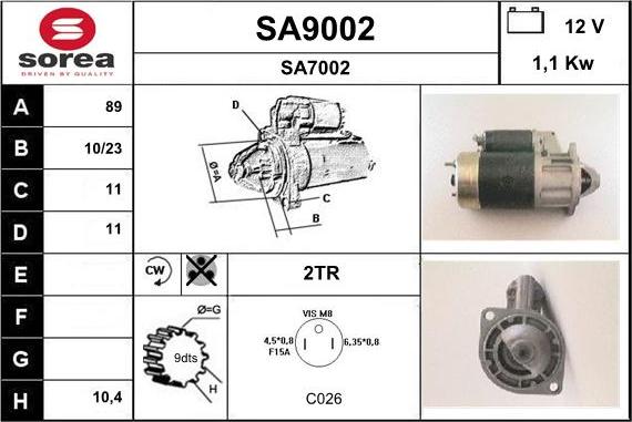 SNRA SA9002 - Démarreur cwaw.fr