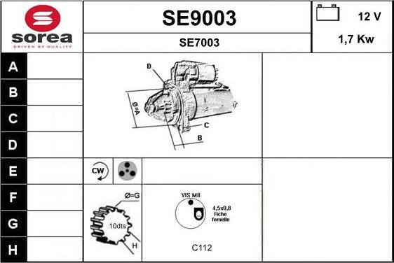 SNRA SE9003 - Démarreur cwaw.fr