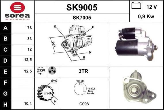 SNRA SK9005 - Démarreur cwaw.fr