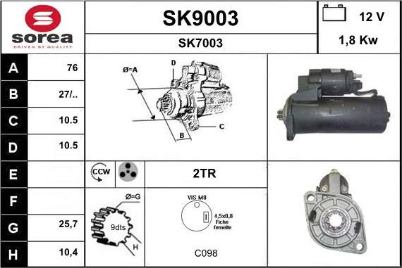 SNRA SK9003 - Démarreur cwaw.fr