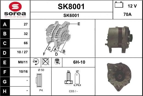 SNRA SK8001 - Alternateur cwaw.fr