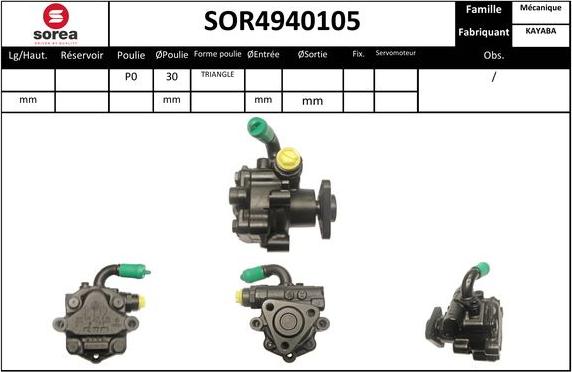 SNRA SOR4940105 - Pompe hydraulique, direction cwaw.fr