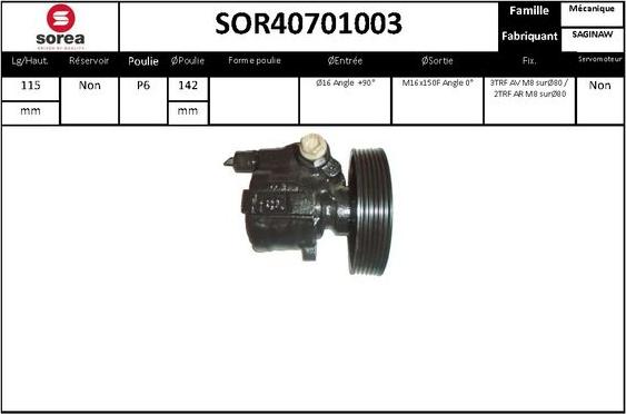 SNRA SOR40701003 - Pompe hydraulique, direction cwaw.fr