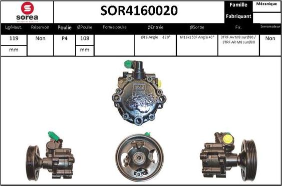 SNRA SOR4160020 - Pompe hydraulique, direction cwaw.fr