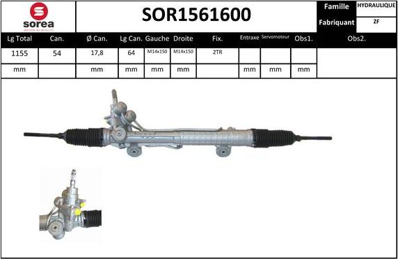 SNRA SOR1561600 - Crémaillière de direction cwaw.fr