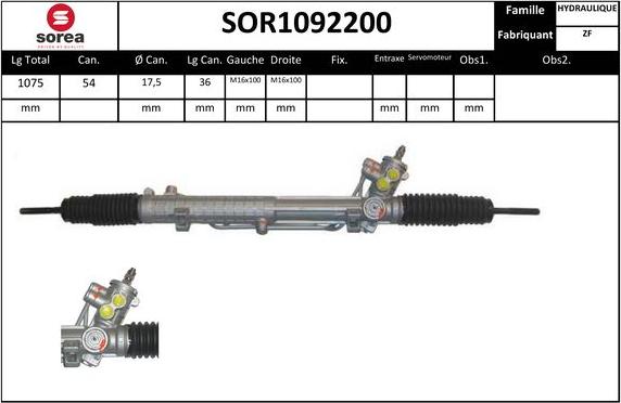 SNRA SOR1092200 - Crémaillière de direction cwaw.fr