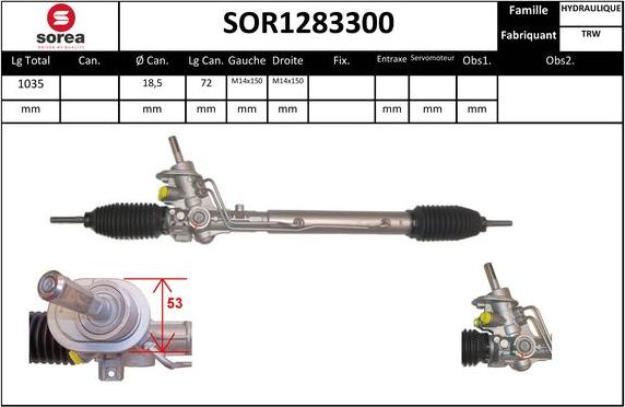 SNRA SOR1283300 - Crémaillière de direction cwaw.fr