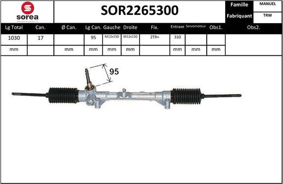 SNRA SOR2265300 - Crémaillière de direction cwaw.fr