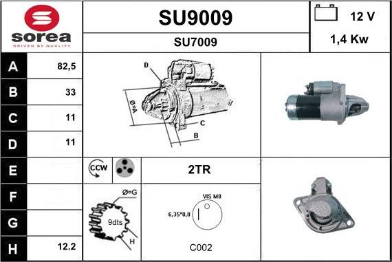 SNRA SU9009 - Démarreur cwaw.fr