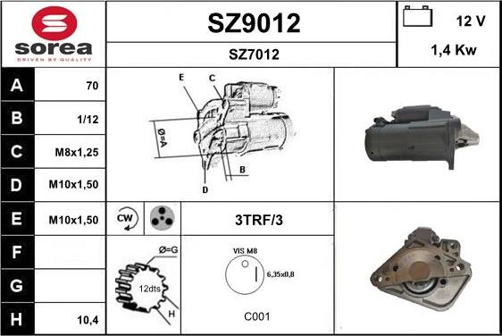 SNRA SZ9012 - Démarreur cwaw.fr