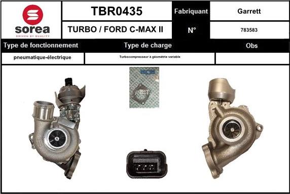 SNRA TBR0435 - Turbocompresseur, suralimentation cwaw.fr