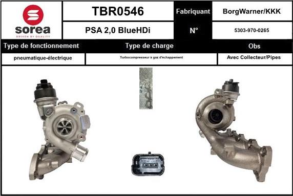 SNRA TBR0546 - Turbocompresseur, suralimentation cwaw.fr