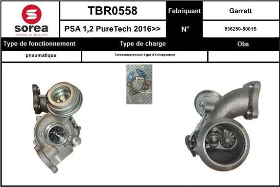 SNRA TBR0558 - Turbocompresseur, suralimentation cwaw.fr