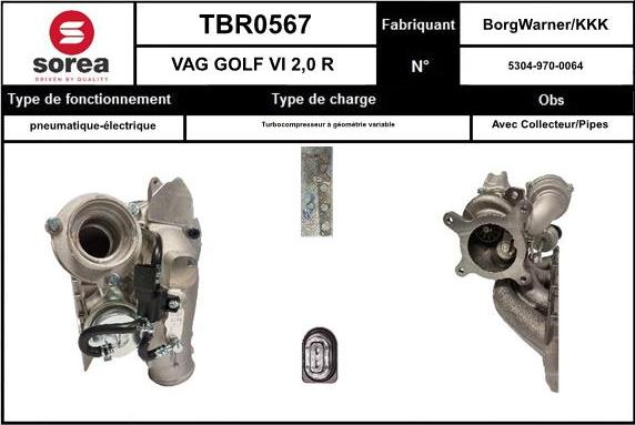 SNRA TBR0567 - Turbocompresseur, suralimentation cwaw.fr