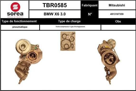 SNRA TBR0585 - Turbocompresseur, suralimentation cwaw.fr