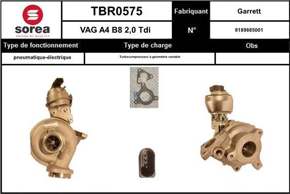 SNRA TBR0575 - Turbocompresseur, suralimentation cwaw.fr