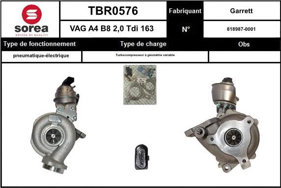 SNRA TBR0576 - Turbocompresseur, suralimentation cwaw.fr