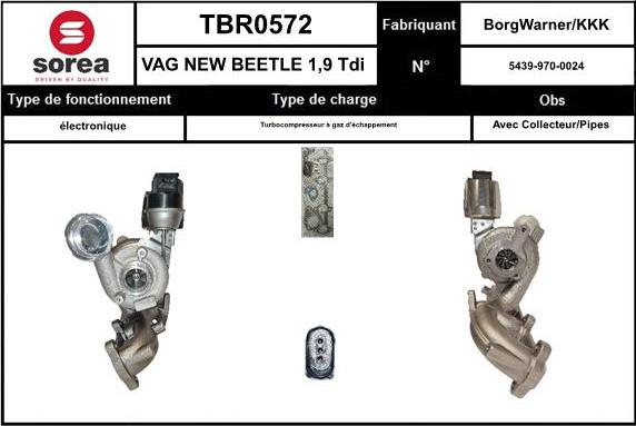 SNRA TBR0572 - Turbocompresseur, suralimentation cwaw.fr