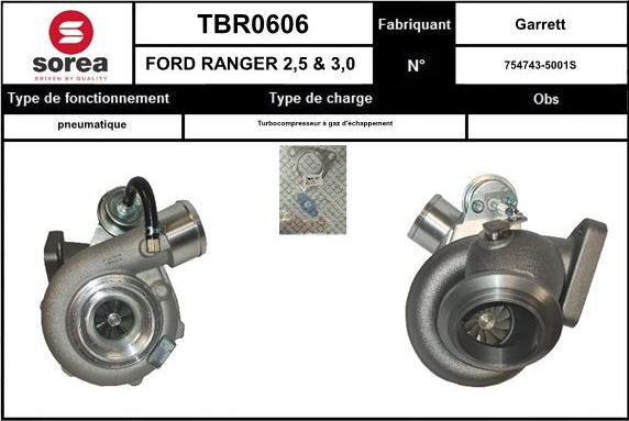 SNRA TBR0606 - Turbocompresseur, suralimentation cwaw.fr