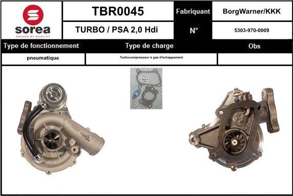 SNRA TBR0045 - Turbocompresseur, suralimentation cwaw.fr