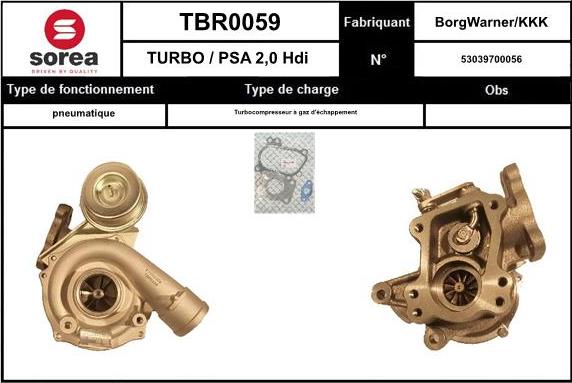 SNRA TBR0059 - Turbocompresseur, suralimentation cwaw.fr